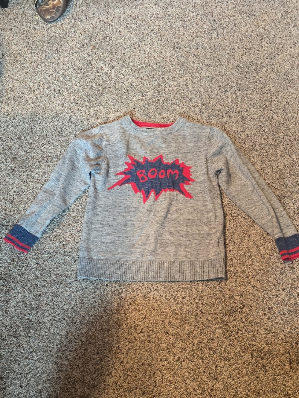next Kids Grey Sweater with Red Safety Text